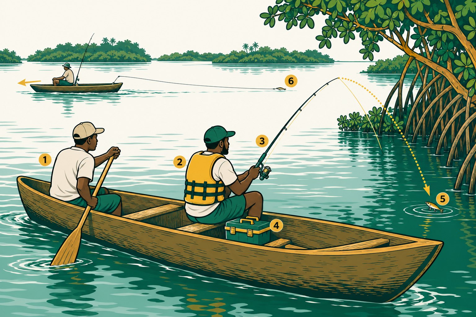 Fishing from a pirogue