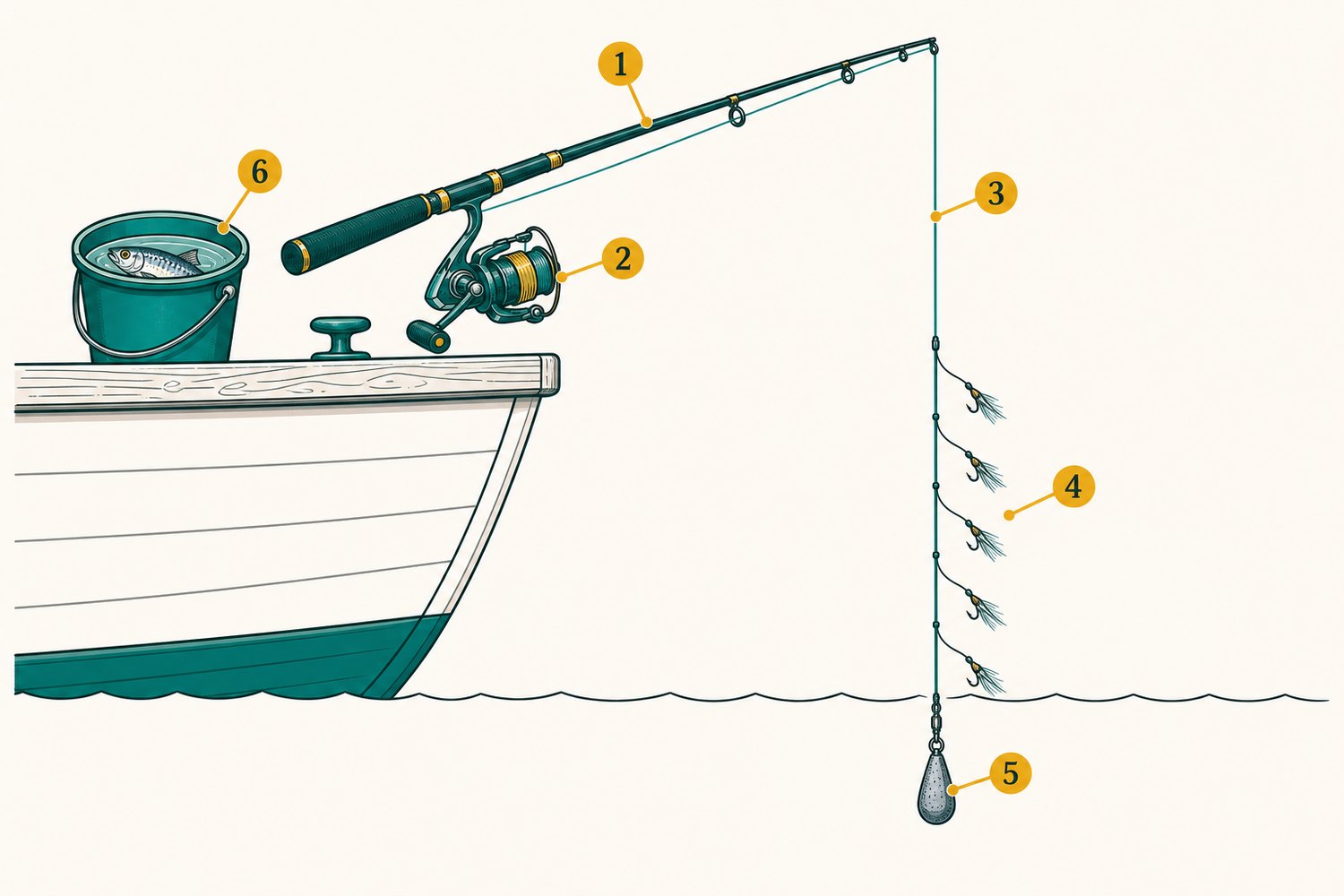 Numbered diagram: Sabiki for bullet tuna, for live bait