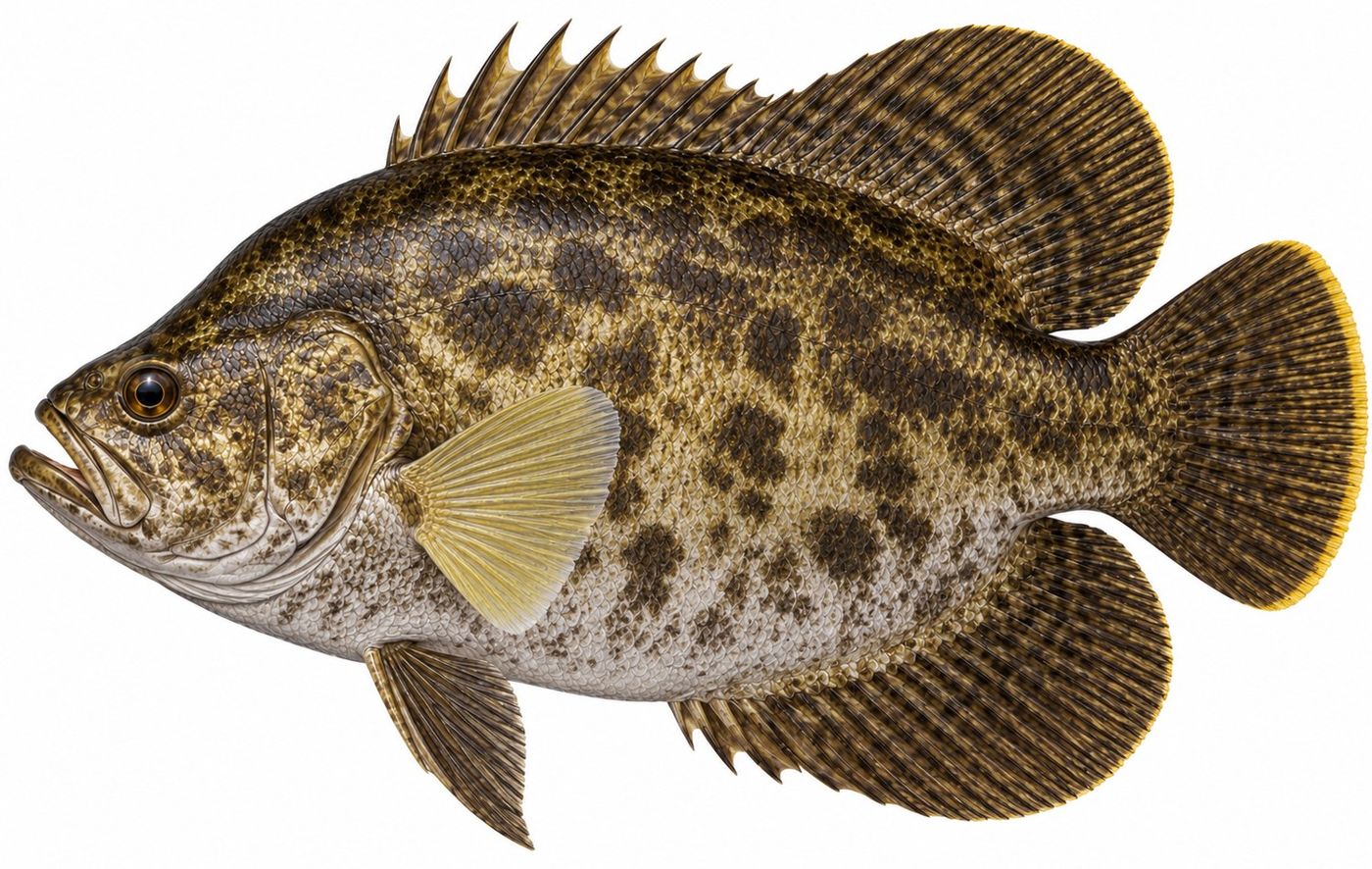 Identification plate: Croupia roche (Tripletail)